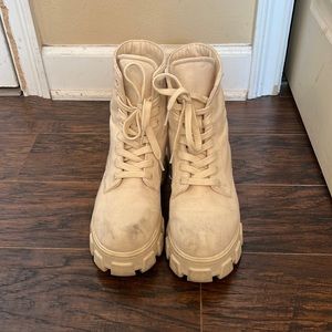 Tan combat boots